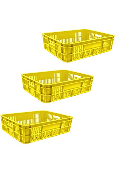 Ethic Solutions 3pcs Bakery Crate BC594517 Stackable Storage Box 590×450×170mm Yellow