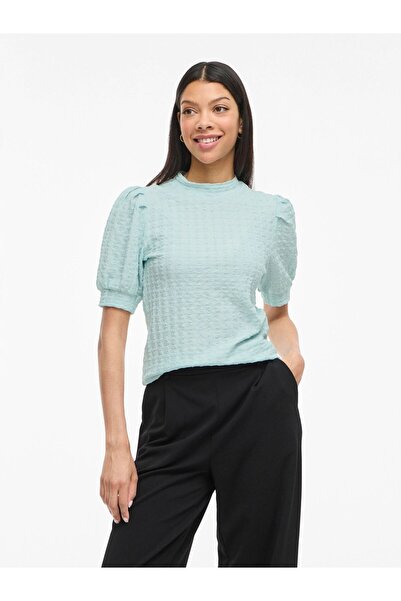 VILA Oberteil mit kurzen Ärmeln VIRIK Stehkragen