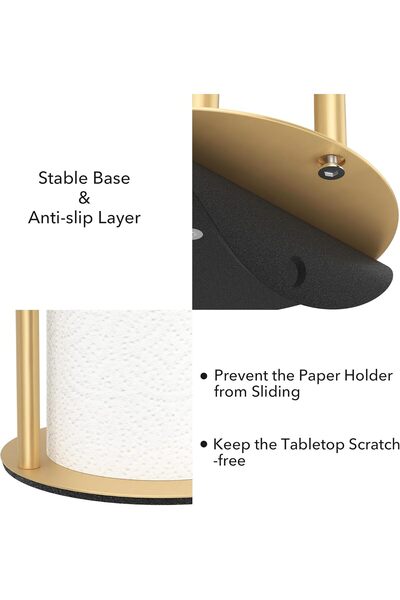 niffgaff Stainless Steel Paper Towel Holder with Heavy Base - Gold