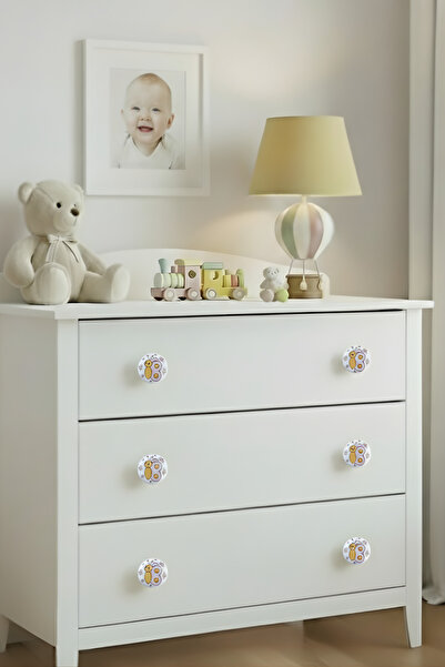 MegaVitrin Porcelain Butterfly Patterned Children's Room Furniture Handle Ceramic Drawer Cabinet Knob (50 mm Large Size)