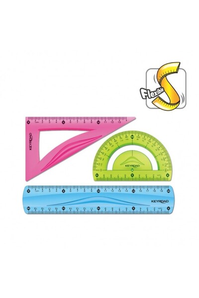 KEYROAD Set de geometrie KR970858, 20 cm, PVC, flexibil, blister cu 3 bucăți