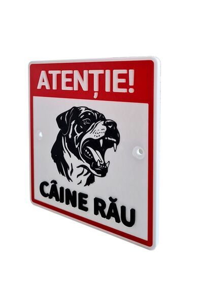 NEXTLY Semn imprimat 3D rezistent la UV/apă cu mesajul „ATENȚIE LA CÂINE”, PETG durabil, 15x14cm, alb