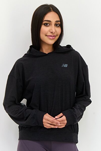 New Balance Women Sportswear Fit Long Sleeves Outdoor Sweatshirt, Heather Black