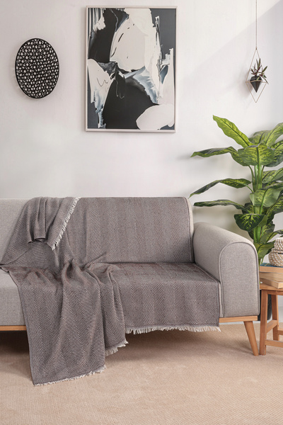 Babada Home غطاء سرير بنمط عظم السمك مقاس 155×190 سم