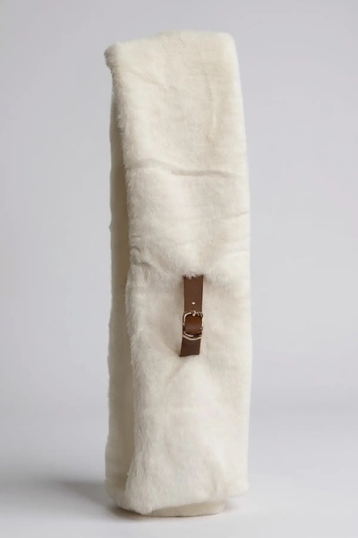 CAŞ DEKORASYON Παιδικό βελούδινο κασκόλ σε λευκό χρώμα