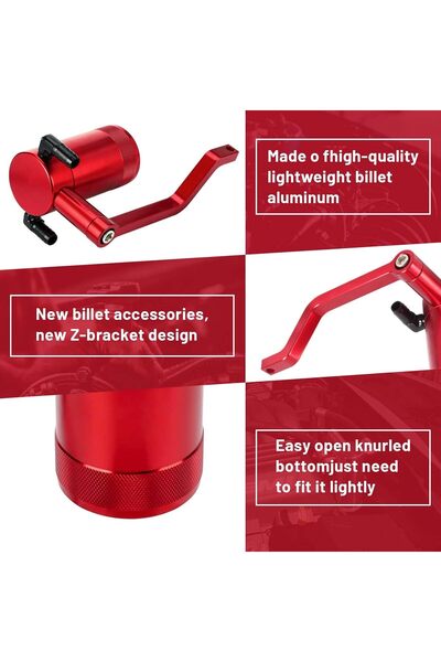 Generic Oil Catch Can kit 6.4L Billet Oil Catch Can Kit with Z-Bracket (Red)