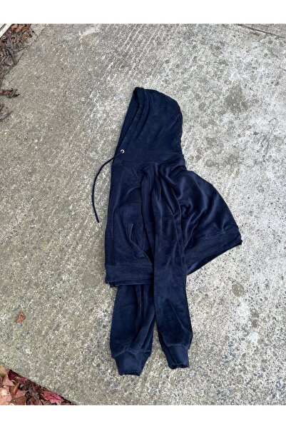 Ceyceygiyim Lacivert Kadife Hoodie
