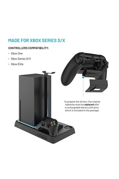 FIXED Βάση σύνδεσης FIXXB-MCS-BK, Σειρά X/S, Φόρτιση 2 χειριστηρίων, 12 παιχνίδια, RGB LED, USB, Μαύρο