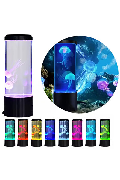 zola RGB LED ambient lamp Jellyfish, aquarium effect with 2 artificial jellyfish, USB/battery powered, 8×22 cm