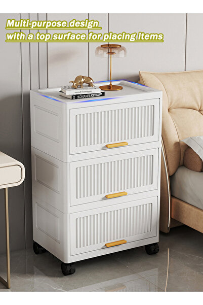 Generic 6-Tier Plastic Storage Cabinet with Handles, Solid Panel Magnetic Flip Doors & Wheels, 52cm Wide