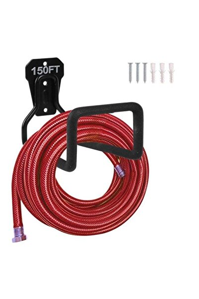 Saharaz حامل خرطوم الحديقة، خطاف خرطوم معدني قوي يُثبت على الحائط، خطاف جراج، حامل خرطوم خارجي شديد التحمل