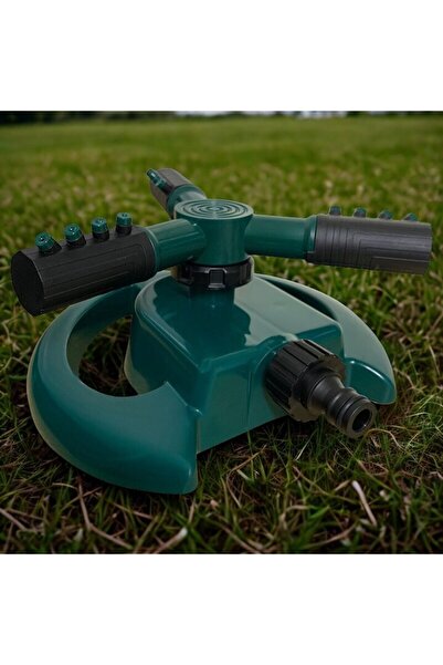 NEXTLY Rotating Garden Sprinkler, 3-Arm Irrigation System, 360° Coverage, ABS Green