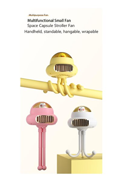 ET-LIFE Mini Portable Stroller Space Fan with 4 Speeds Rechargeable Rotatable Handheld Desk Cooling Fan