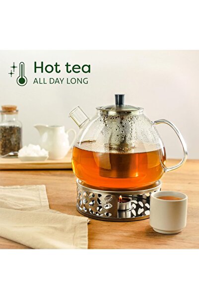 Generic Cosumy Teapot with Infuser and Warmer - 1.5 L, Keeps Warm, Dishwasher Safe, Large Glass Tea Maker