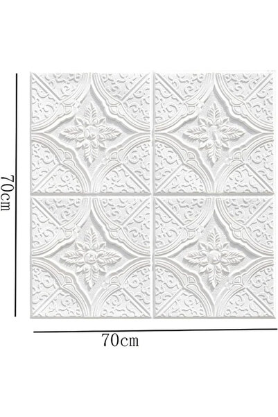 70x70cm 0,50M² Beyaz 3d Dekoratif Kendinden Yapışkanlı Köpük Duvar Tavan Kaplama Köpüğü