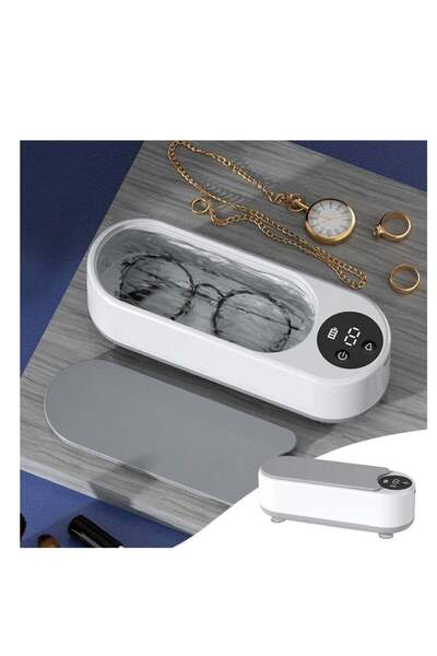 Generic جهاز تنظيف المجوهرات بالموجات فوق الصوتية، 45 كيلوهرتز - جهاز تنظيف صوتي منزلي صغير بلمسة واحدة للنظارات والخواتم والساعات