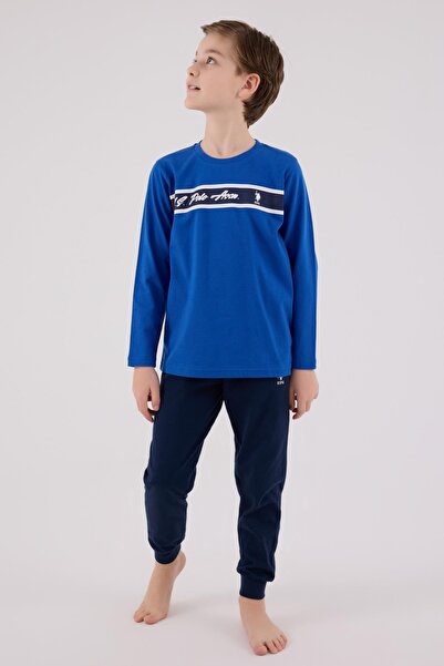 U.S. Polo Assn. Boys' Single Layer Pajama Set, Long Sleeve Pajama Set, 100% Cotton