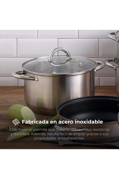 Generic Alexander Stockpot 32×25 cm, 20 L, Stainless Steel with Glass Lid, 5-Layer Base - Rinberg