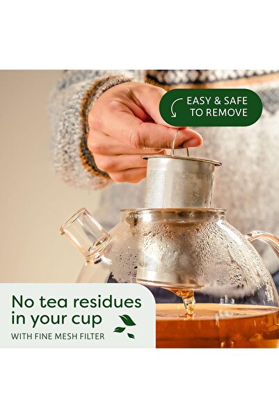 Generic Cosumy Teapot with Infuser and Warmer - 1.5 L, Keeps Warm, Dishwasher Safe, Large Glass Tea Maker