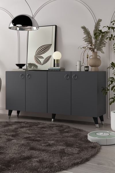 cantek dizayn 8201-1CT KB150 KONSOL, TV ÜNİTESİ ANTRASİT-GÜMÜŞ