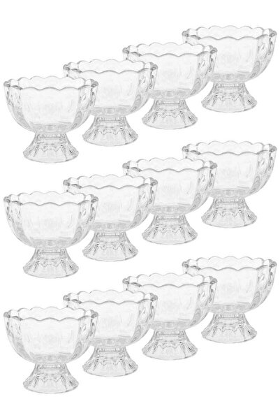 ALQANNAS Yogurt dessert glasses, crystal glass, 12 pieces, 160 ml each, with base | Ice cream/pudding/dessert serving glasses