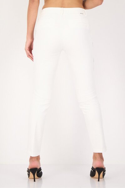Reiko Women Cigarette Fit Solid Straight Leg Pants, White