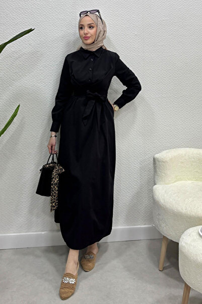 Tesettür Diyarı Γυναικείο πουκάμισο με γιακά με λεπτομέρεια φόρεμα