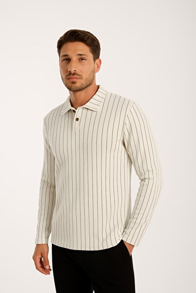 Wise Ανδρικό φούτερ με μακρυμάνικο γιακά πόλο με κουμπιά