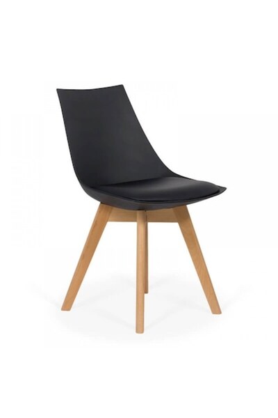 QMOBILI Καρέκλα τραπεζαρίας Arbo μαύρη - Κέλυφος PP, κάθισμα από Τεχνητό δέρμ...