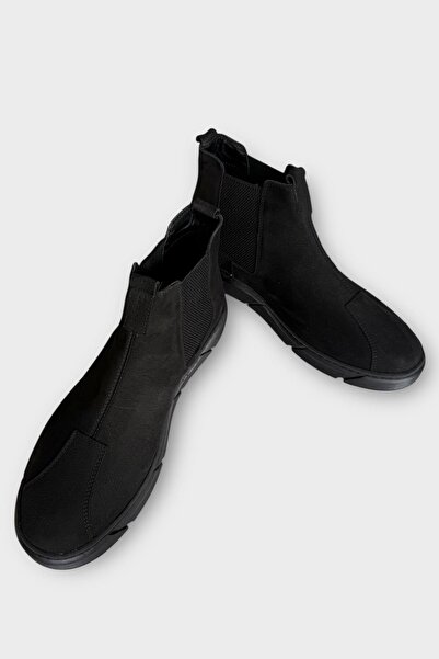 Liger Ανδρικές μπότες από γνήσιο δέρμα με ελαστική αντιολισθητική σόλα από καουτσούκ ΜΑΥΡΟ