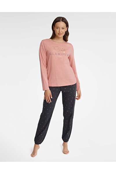 Henderson Women's Classic Pajama Set Long Sleeve & Jogger Pants Trousers Elegant Pattern | Glam