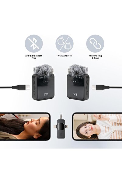 Generic ميكروفون لاسلكي HiAlice Lavalier - مزدوج، يقلل الضوضاء، USB-C (iPhone/Android/PC)