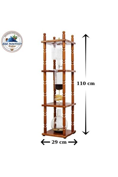 Blue mountain صانعة مشروبات باردة زجاجية - سعة 3 لتر، لون خشبي أسود