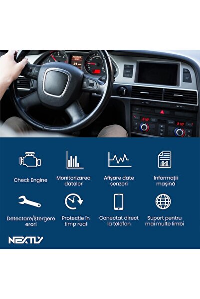 NEXTLY ELM327 OBD2 Bluetooth Car Diagnostic Scanner - Blue