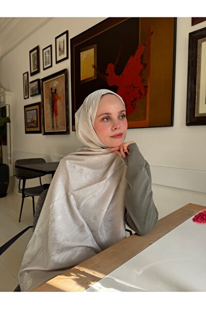 CUOCA LOUNGE Desenli Ekru Jakar Şal