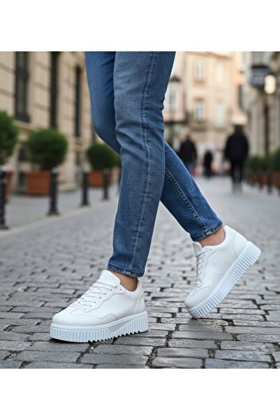 BOA BA0802 BOA Ανδρικά παπούτσια casual λευκή ψηλή σόλα