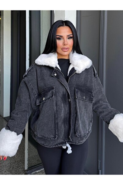 MEECY Nossa Fur Detailed Denim Jacket