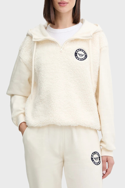 Emporio Armani Relaxed Fit Half Zip Hooded Logo Sweat Sweat Ew001937 Af15363 U1054