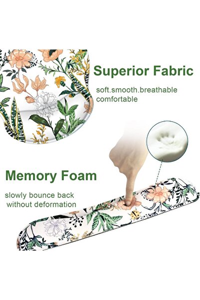 KASTWAVE Mouse Pad with Memory Foam Wrist and Keyboard Wrist Rests - Non-Slip, Floral Design