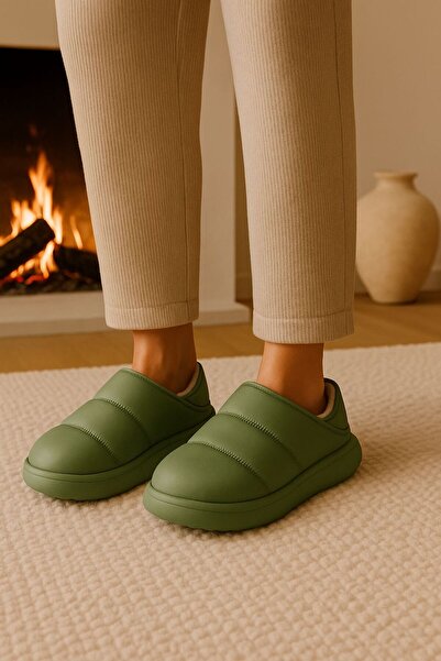 Arma House Kadın Yeşil Kapitone Termo Taban Ev Terliği