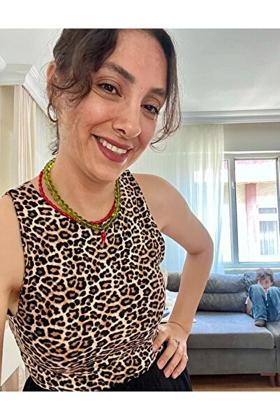 Dresslabtr Μπλούζα αμάνικη μπλούζα από 100% βαμβάκι με λεοπάρ σχέδιο