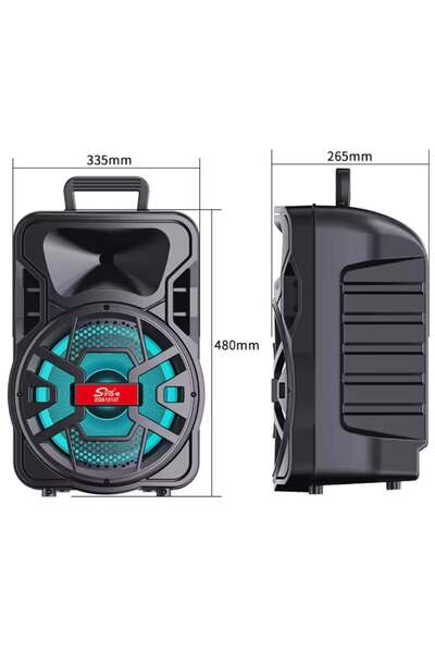 rut&cari Boxa portabila karaoke zqs12137, 2 microfoane, 120w pmpo, led rgb