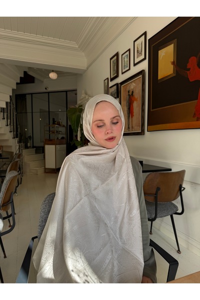 CUOCA LOUNGE Desenli Ekru Jakar Şal