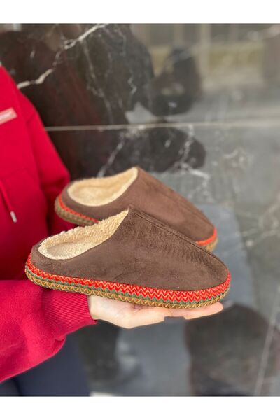 Mejit Nakışlı İçi Tüylü Yumuşak Kadın Ev Terliği