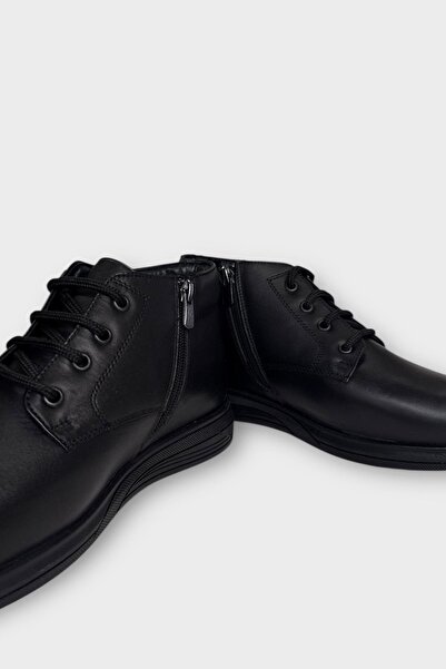 Liger Ανδρικές μπότες με φερμουάρ από γνήσιο δέρμα, αντιολισθητική σόλα από καουτσούκ ΜΑΥΡΟ