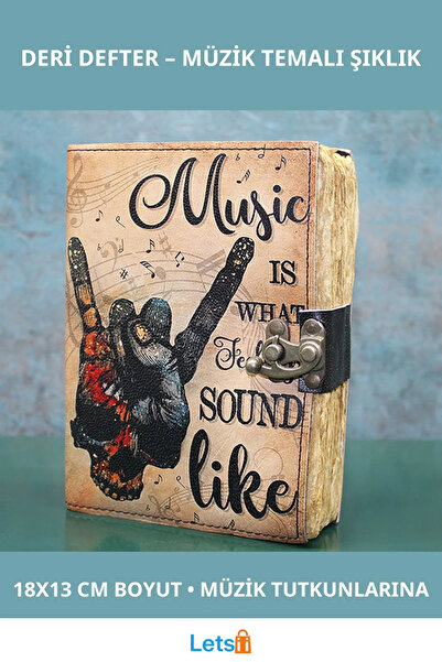Letsii دفتر ملاحظات جلدي بتصميم موسيقي مقاس 18x13 سم
