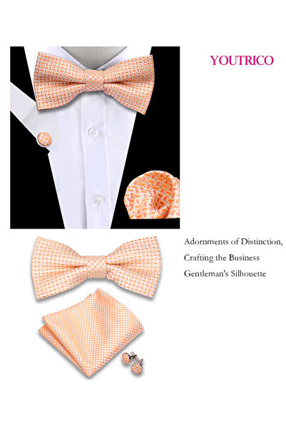 Youtrico طقم من 3 قطع من ربطات العنق والمنديل وأزرار الأكمام (صناعة يدوية) مناسب للحفلات والمناسبات والاحتفالات للرجال/النساء