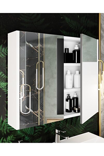 KAREN BANYO Arin 80 Cm, Aynalı Banyo Dolabı, Üst Modül, Mdf