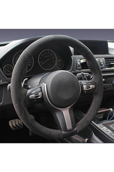 Choice غطاء عجلة قيادة سيارة مخصص من طراز 7 مضفر من الجلد السويدي لسيارة BMW ...