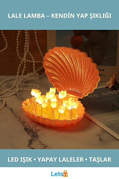 Letsii LED Işıklı Kendin Yap Deniz Kabuğu Tasarımlı Lale Lamba